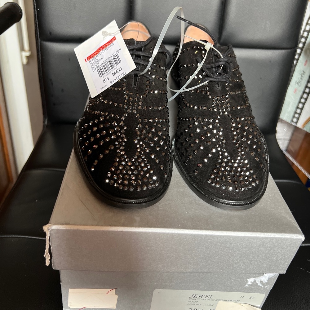 Brand New! Robert Clergerie Womens Shoes Fully In Crystals Size 38.5
